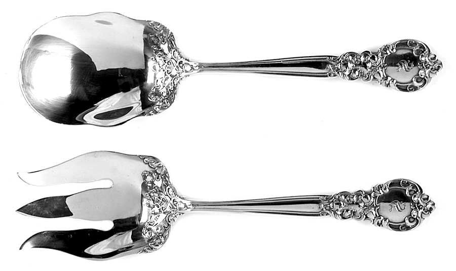 Royal Oak (Sterling, 1902, No Monograms) (2 Pc) Solid Salad Set