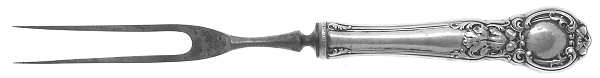 Royal Oak (Sterling, 1902, No Monograms) Small Steak Carving Fork with Stainless Prongs