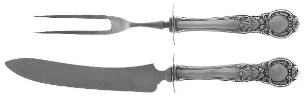 Royal Oak (Sterling, 1902, No Monograms) 2 Piece Small Carving Set W/ Sterling Guard