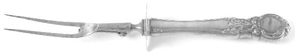 Royal Oak (Sterling, 1902, No Monograms) Large Stainless-Prong Roast Carving Fork