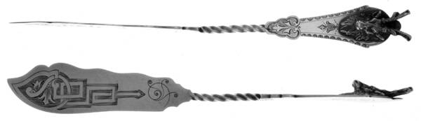 Saxon Stag (Coin, 1855) Flat Twisted Handle Master Butter Knife Bright Cut