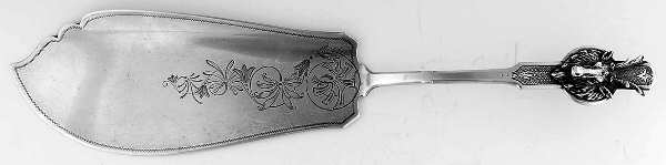 Saxon Stag (Coin, 1855) Large Solid Bright Cut Fish Serving Knife