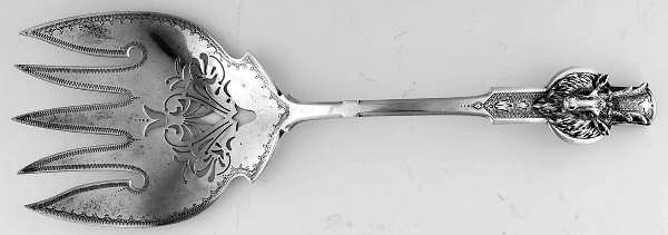 Saxon Stag (Coin, 1855) Large Solid Bright Fish Serving Fork