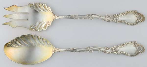 Saxony (Silverplate, 1891, No Monograms) (2 Pc) Solid Salad Set