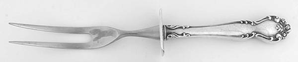 Secret Garden (Sterling, 1959, No Monograms) Small Carving Fork W/Sterling Guard