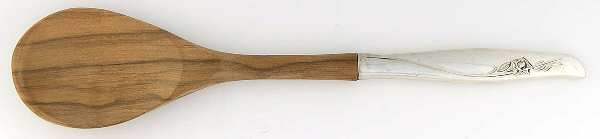Sea Rose (Sterling, 1958, No Monograms) Salad Serving Spoon with Wooden Bowl
