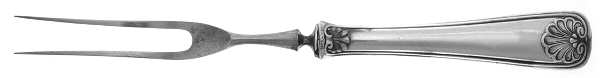 Shell (Silverplate, 1905, No Monograms) Small Steak Carving Fork with Stainless Prongs