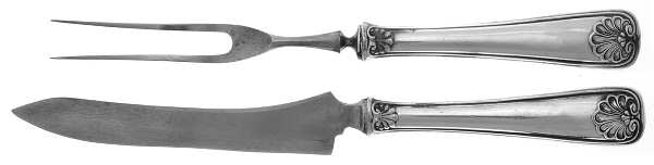 Shell (Silverplate, 1905, No Monograms) Small Stainless Blade 2-Piece Steak Carving Set