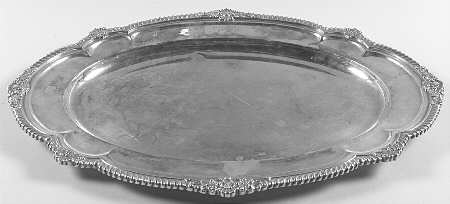 Shell & Gadroon (Silverplate, Hollowware) Large Plated Meat Platter No Well