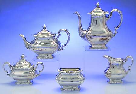Shell & Gadroon (Silverplate, Hollowware) 5-Piece Plated Tea Set (with Waste)