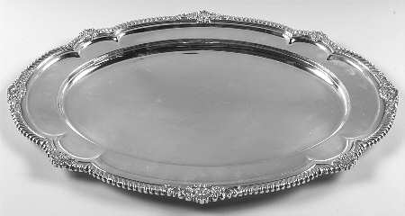 Shell & Gadroon (Silverplate, Hollowware) Large Plated Meat Platter No Well