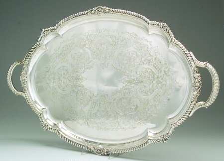 Shell & Gadroon (Silverplate, Hollowware) Large Silverplate Waiter Tray