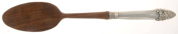 Sovereign-Old (Sterling, 1941, Old)  Salad Serving Spoon with Wooden Bowl