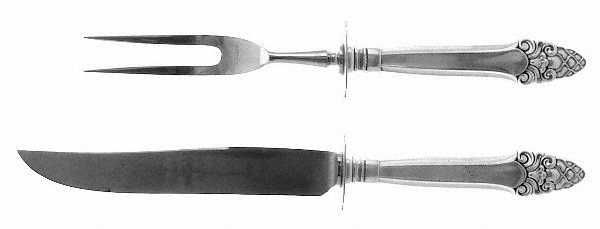 Sovereign-Old (Sterling, 1941, Old)  Small Steak 2-Piece Carving Set w/Stainless Blade