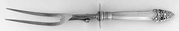 Sovereign-Old (Sterling, 1941, Old)  Small Steak Carving Fork with Stainless Prongs