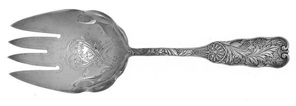 St. Cloud (Sterling, 1885) Solid Bright Cut Vegetable Serving Fork
