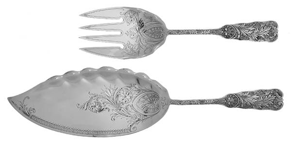St. Cloud (Sterling, 1885) (2 Pc) Solid Small Fish Serving Set Bright Cut