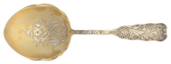 St. Cloud (Sterling, 1885) Solid Bright Cut Vegetable Serving Spoon