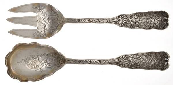 St. Cloud (Sterling, 1885) 2-Piece Salad Set, Bright Cut Solid Piece