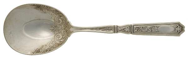 St. Dunstan Chased (Sterling, 1917) Solid Salad Serving Spoon