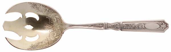 St. Dunstan Chased (Sterling, 1917) Solid Salad Serving Fork