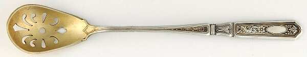 St. Dunstan Chased (Sterling, 1917) Pierced Bowl Short Handle Olive Spoon