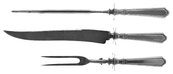 St. Dunstan-Plain (Sterling, 1916) Large 3-Piece Roast Carving Set w/ Stainless Blade