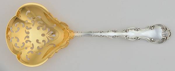 Strasbourg (Sterling, Lion-Anchor-G, 1897) Large Pierced Pea Serving Spoon