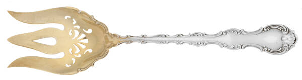 Strasbourg (Sterling, Lion-Anchor-G, 1897) Oversize Solid Salad Serving Fork