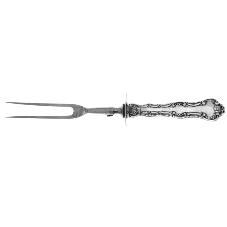 Strasbourg (Sterling, Lion-Anchor-G, 1897) Large Stainless-Prong Roast Carving Fork