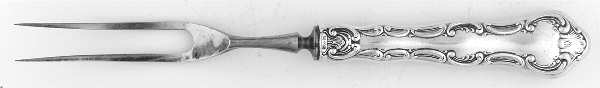 Strasbourg (Sterling, Lion-Anchor-G, 1897) Small Steak Carving Fork with Stainless Prongs
