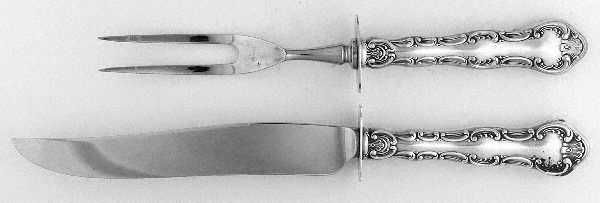 Strasbourg (Sterling, Lion-Anchor-G, 1897) Small Steak 2-Piece Carving Set w/Stainless Blade