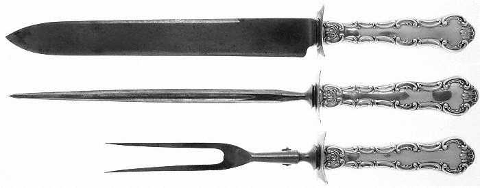 Strasbourg (Sterling, Lion-Anchor-G, 1897) Large 3-Piece Roast Carving Set w/ Stainless Blade