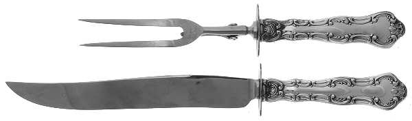 Strasbourg (Sterling, Lion-Anchor-G, 1897) Large 2-Piece Roast Carving Set w/ Stainless Blade