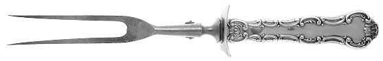 Strasbourg (Sterling, Lion-Anchor-G, 1897) Large Stainless-Prong Roast Carving Fork