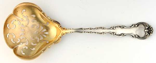 Strasbourg (Sterling, Lion-Anchor-G, 1897) Large Pierced Pea Serving Spoon