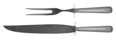 Threaded Antique-Threaded (Sterling, 1855) 2 Piece Small Carving Set W/ Sterling Guard