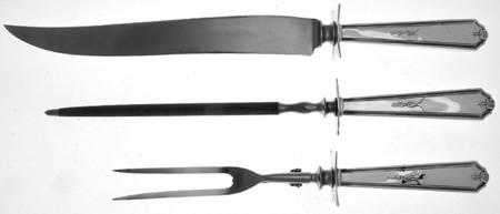 Vanity Fair (Silverplate, 1923) Large 3-Piece Roast Carving Set w/ Stainless Blade