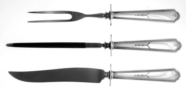 Vanity Fair (Silverplate, 1923) Small Steak 3-Piece Carving Set with Stainless Blade