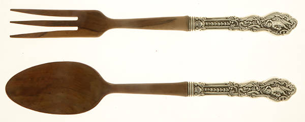 Versailles (Sterling, 1888, No Monograms) Wooden Bowl 2-Piece Salad Set