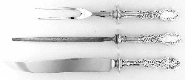 Versailles (Sterling, 1888, No Monograms) (3 Pc)Carving Set-Lg Stnbl/Roast w/Sterling Guard