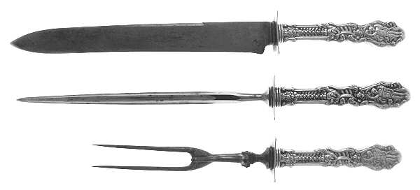 Versailles (Sterling, 1888, No Monograms) Large 3-Piece Roast Carving Set w/ Stainless Blade