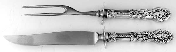 Versailles (Sterling, 1888, No Monograms) 2 Piece Small Carving Set W Sterling Guard