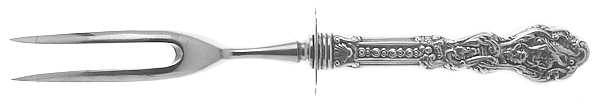 Versailles (Sterling, 1888, No Monograms) Small Carving Fork W/Sterling Guard