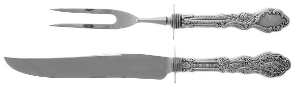 Versailles (Sterling, 1888, No Monograms) 2 Piece Small Carving Set W/ Sterling Guard