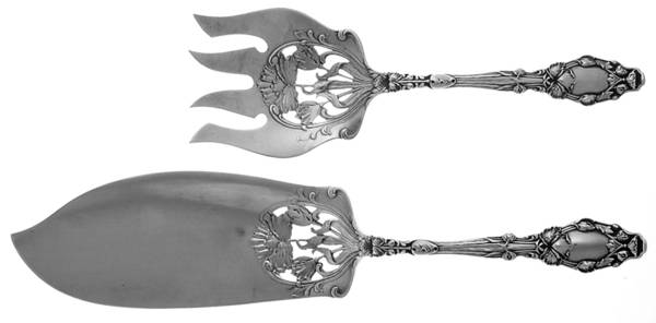 Virginiana (Sterling, 1904-1905, No Monograms) Solid 2-Piece Small Fish Serving Set