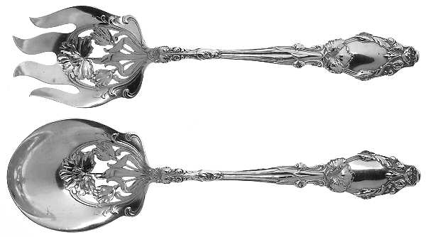 Virginiana (Sterling, 1904-1905, No Monograms) Solid Oversized Serving Salad Set