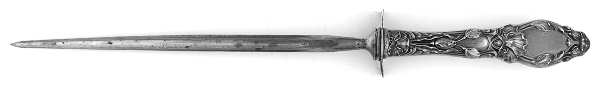 Virginiana (Sterling, 1904-1905, No Monograms) Large Knife Sharpener-Steel Rod w/Sterling Guard