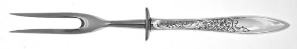 White Paisley (Sterling, 1966) Small Steak Carving Fork with Stainless Prongs