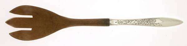 White Paisley (Sterling, 1966) Salad Serving Fork with Wooden Prongs